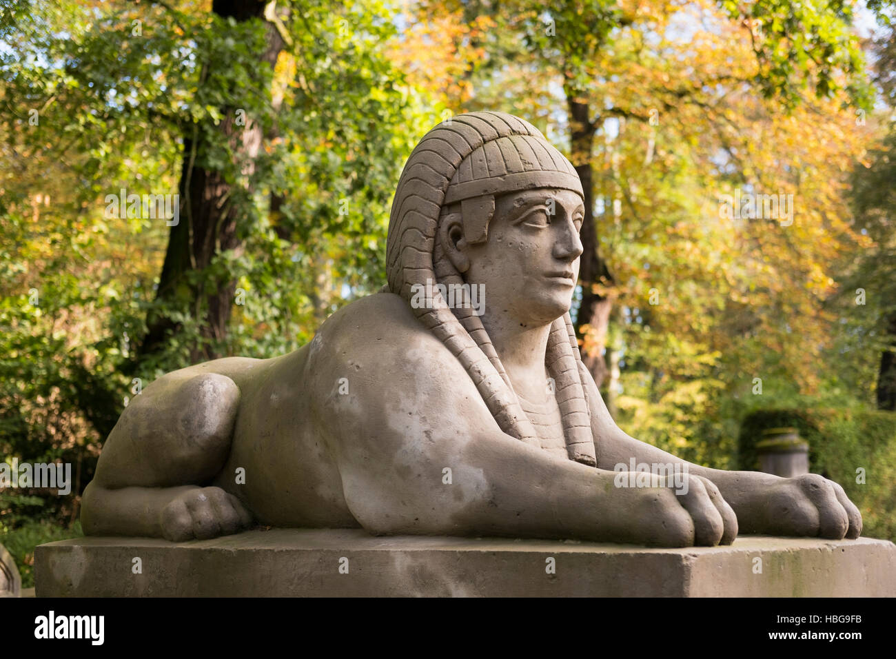 Sphinx, Sphingenportal im Park Georgium, Dessau-Wörlitzer Garten, Dessau, Sachsen-Anhalt, Deutschland Stockfoto