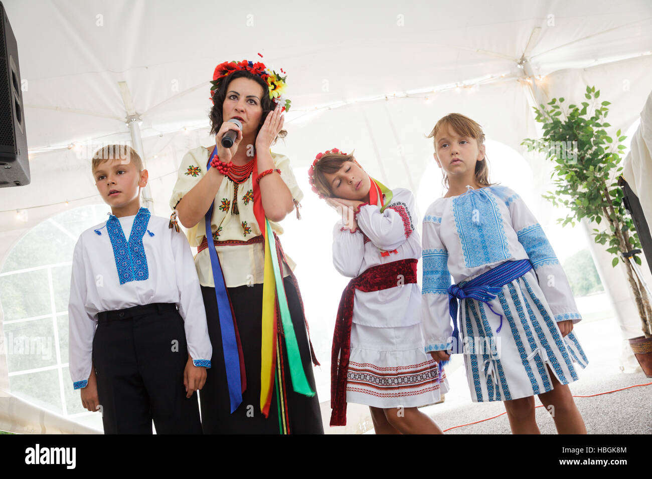 Traditionelle Lieder und Tänze an ukrainische Festival, Amsterdam, Montgomery County, New York. Stockfoto