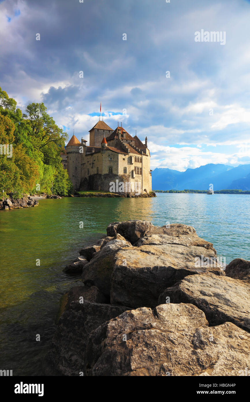 Leman See bei schönem Wetter Stockfoto
