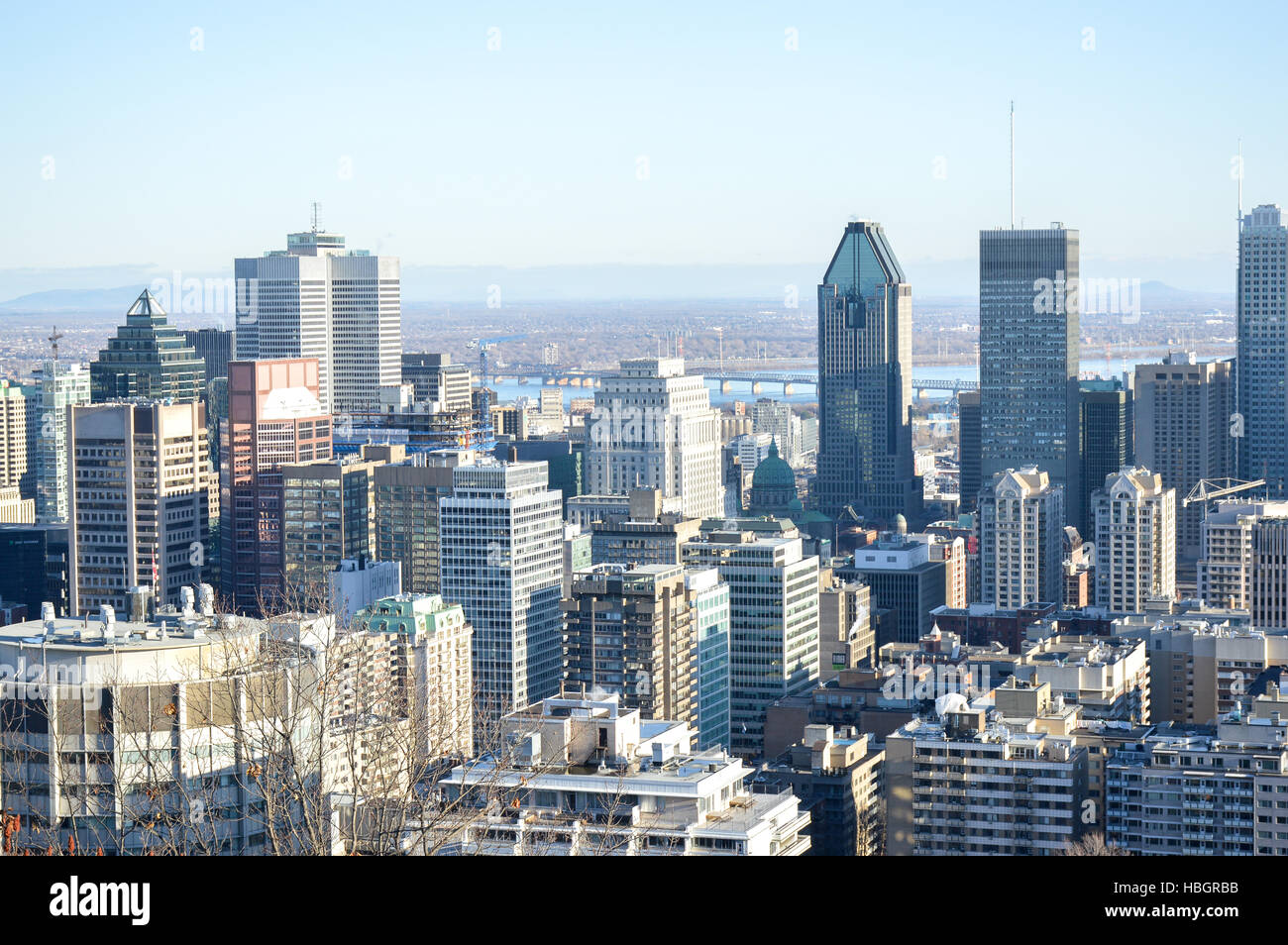 Skyline von Montreal im winter Stockfoto