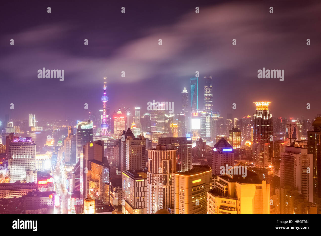 Shanghai bei Nacht Stockfoto