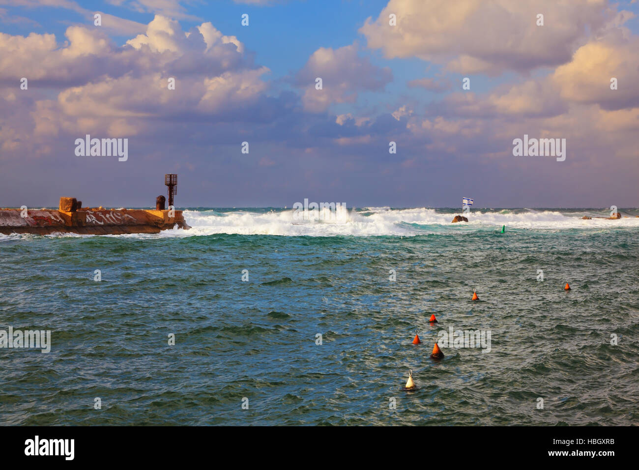 Hafen im Sturm Stockfoto