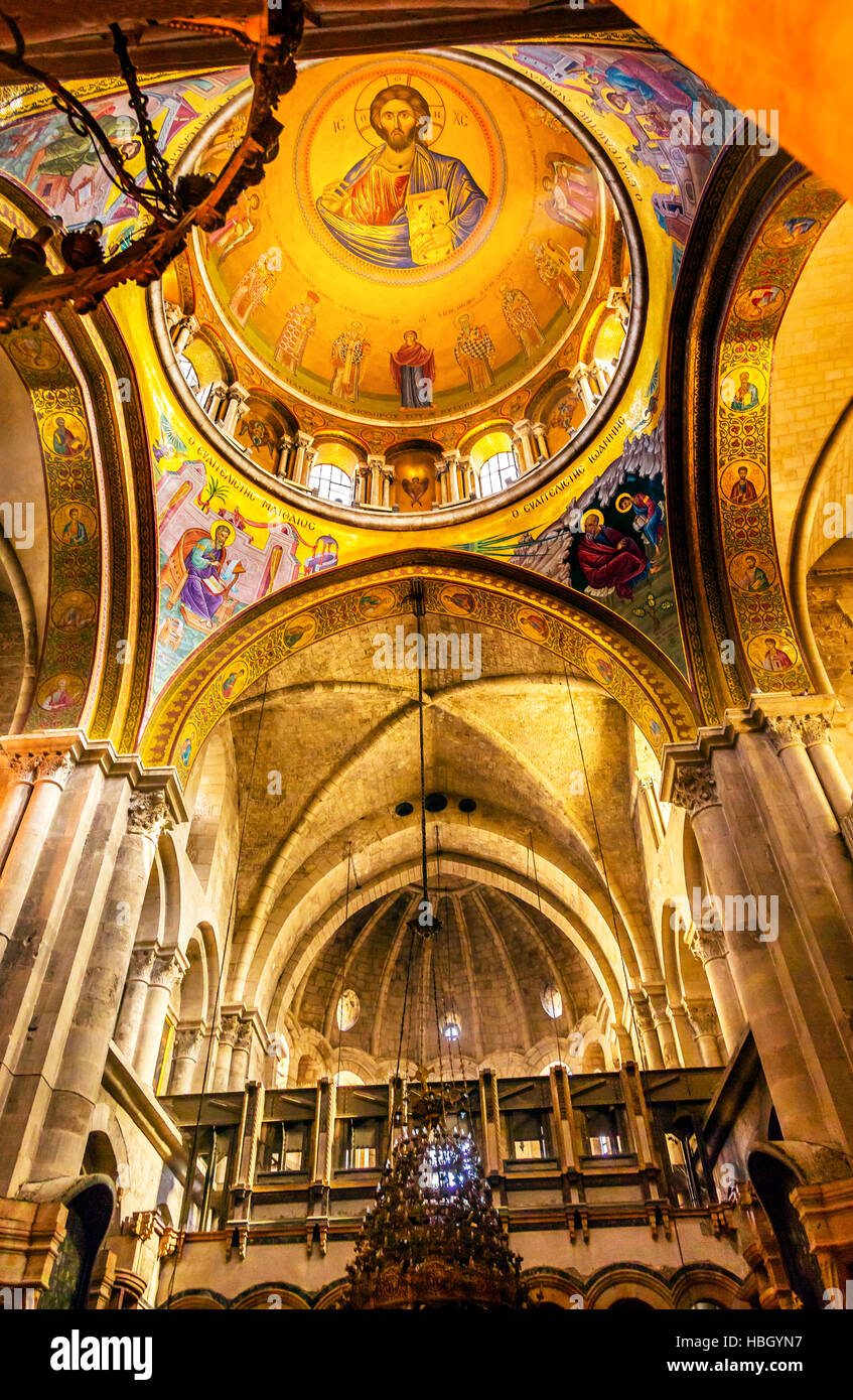 Bögen Jesus Kuppel Crusader Kirche des Heiligen Grabes Jerusalem Israel.  Kirche in 1114 bis 1170 n. Chr. erweitert enthält Jesus Tomb und Golgatha, Stockfoto