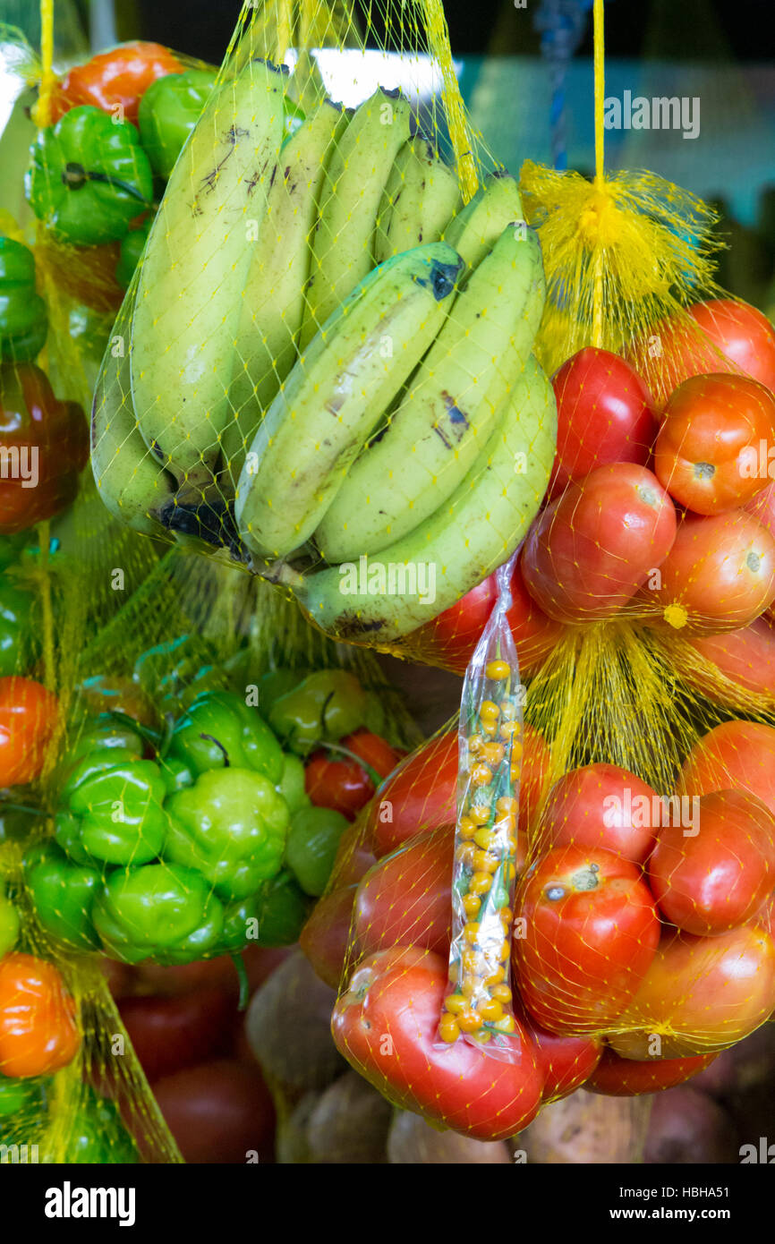 Farbige frische Früchte auf Früchte Markt, Brasilien Stockfoto