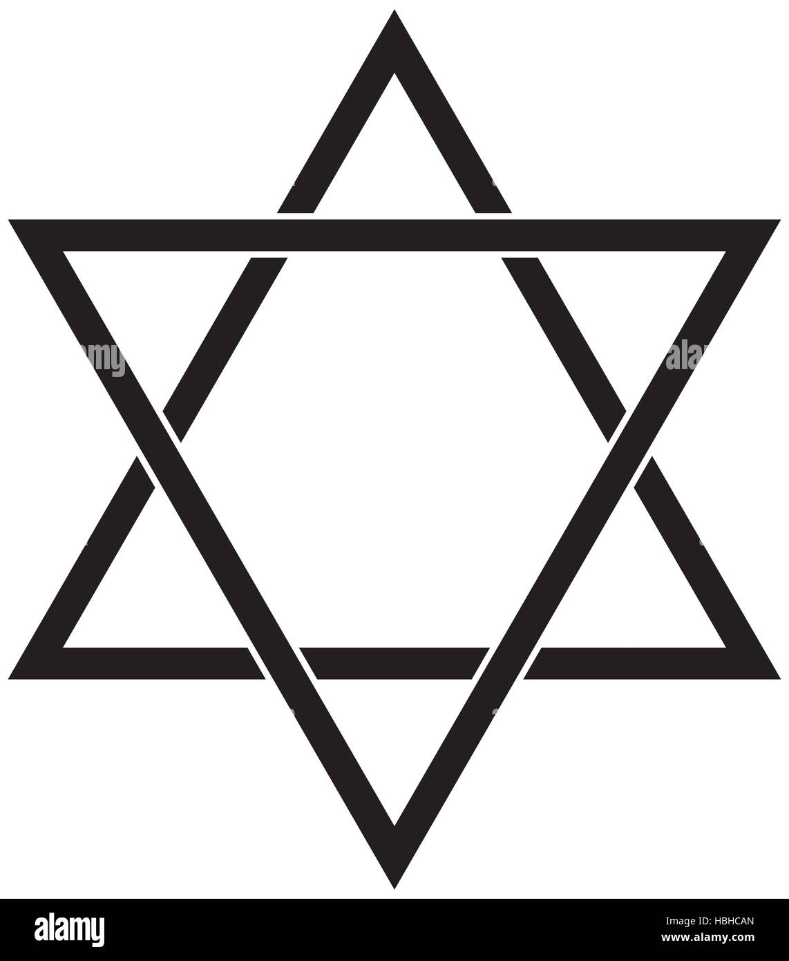 Jüdische Davidstern sechs Stern in schwarz mit ineinandergreifenden Stilikone Vektor Stock Vektor