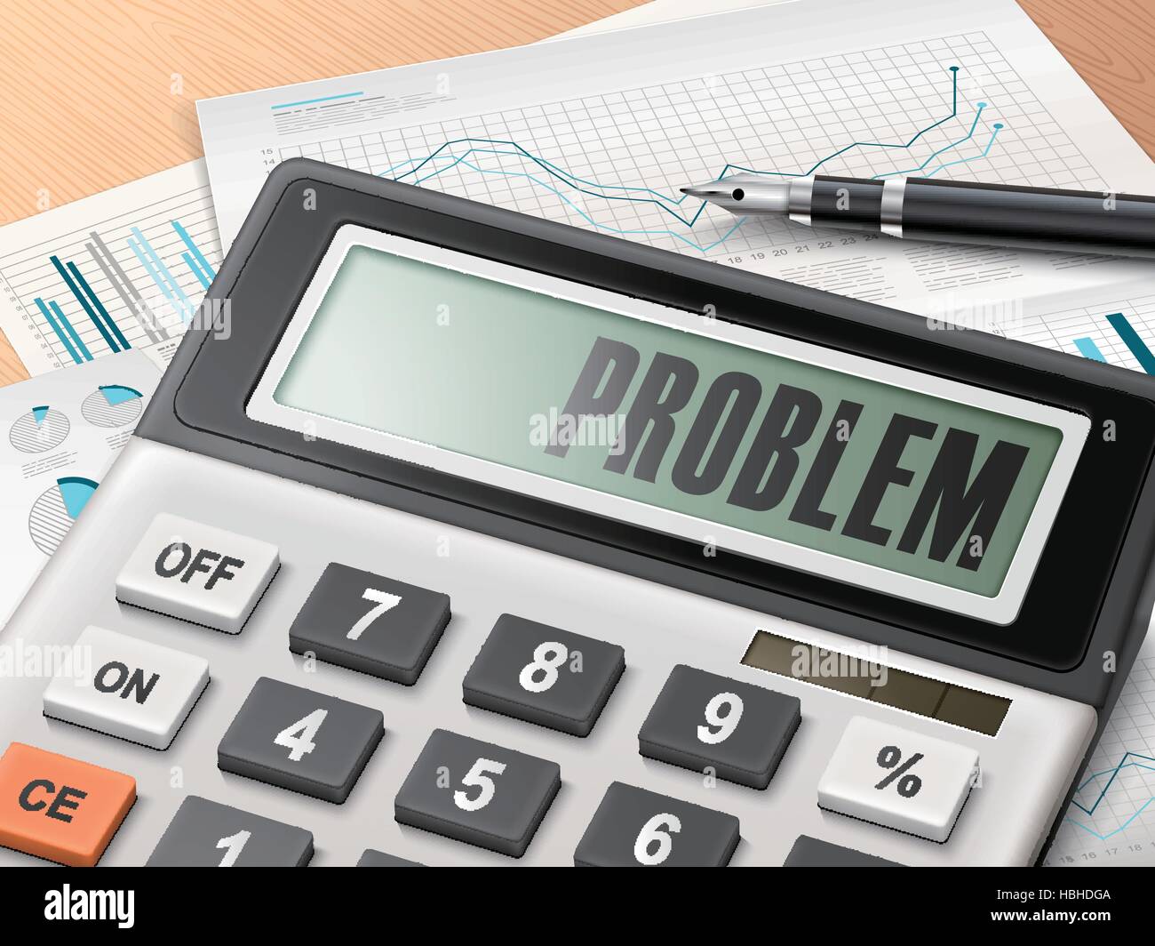 Rechner mit dem Wort Problem auf dem display Stock Vektor