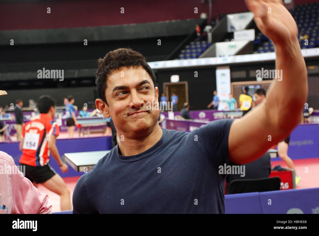 Bollywood Schauspieler Aamir Khan am 20 Reliance asiatischen Junior & cadet Tischtennis Meisterschaft in Mumbai, Indien - SMS-355183 Stockfoto