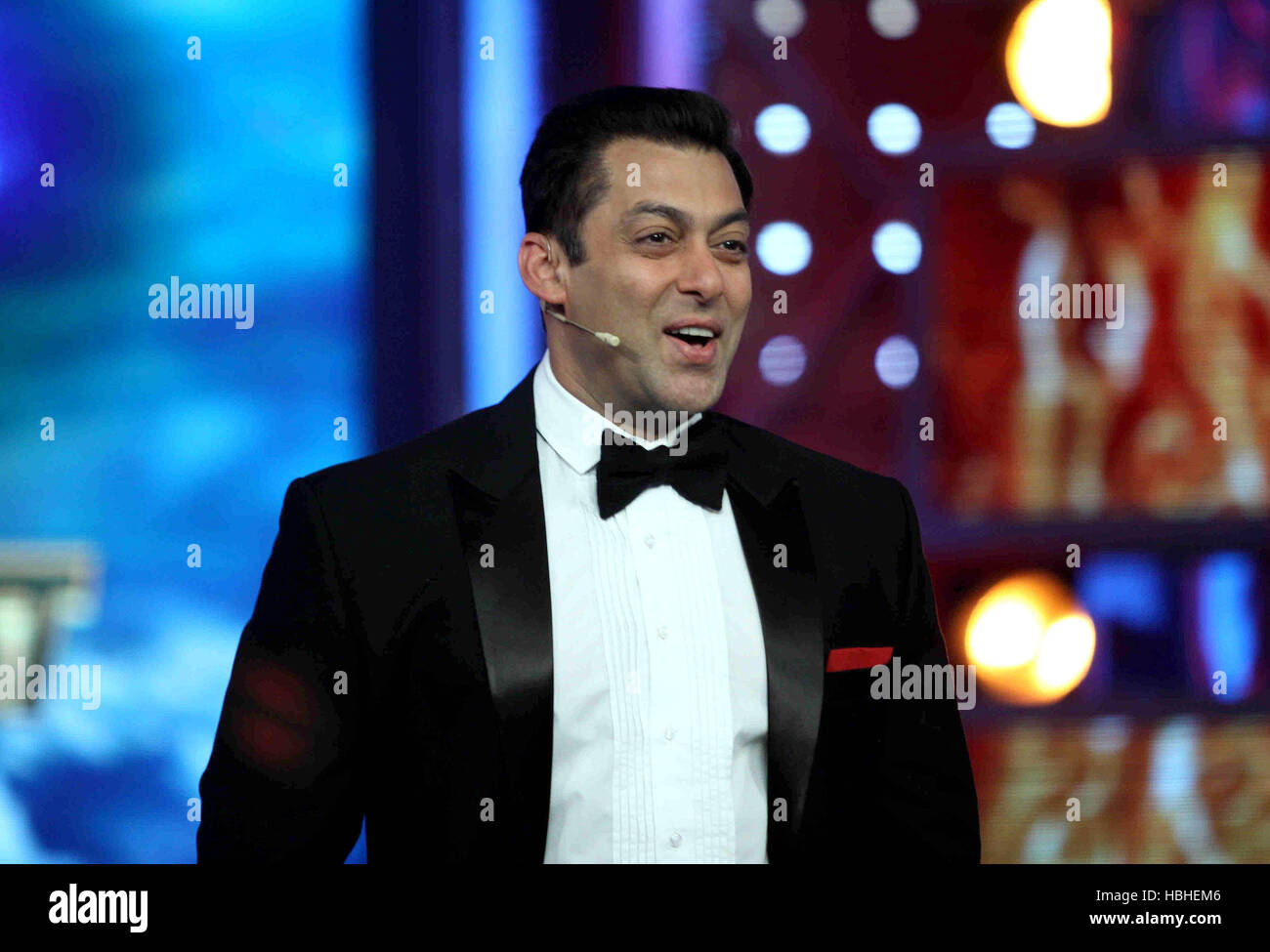 Bollywood-Schauspieler Salman Khan auf den Big Boss Saison 8 Sets in Lonavala, Indien am 3. Januar 2014. Stockfoto