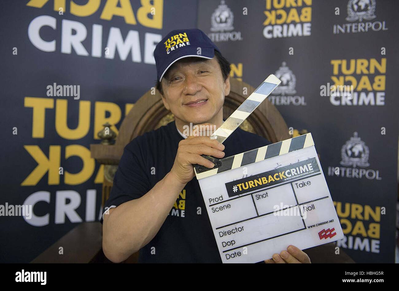 Hong Kong Hollywood Jackie Chan INTERPOL drehen wieder Kriminalität Kampagne angeseilt Shah Rukh Khan ernannte Botschafter London England Stockfoto