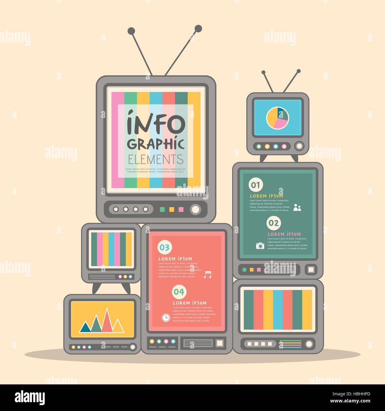 Retro-Vektor Illustration abstrakt TV Tower Infografiken-design Stock Vektor