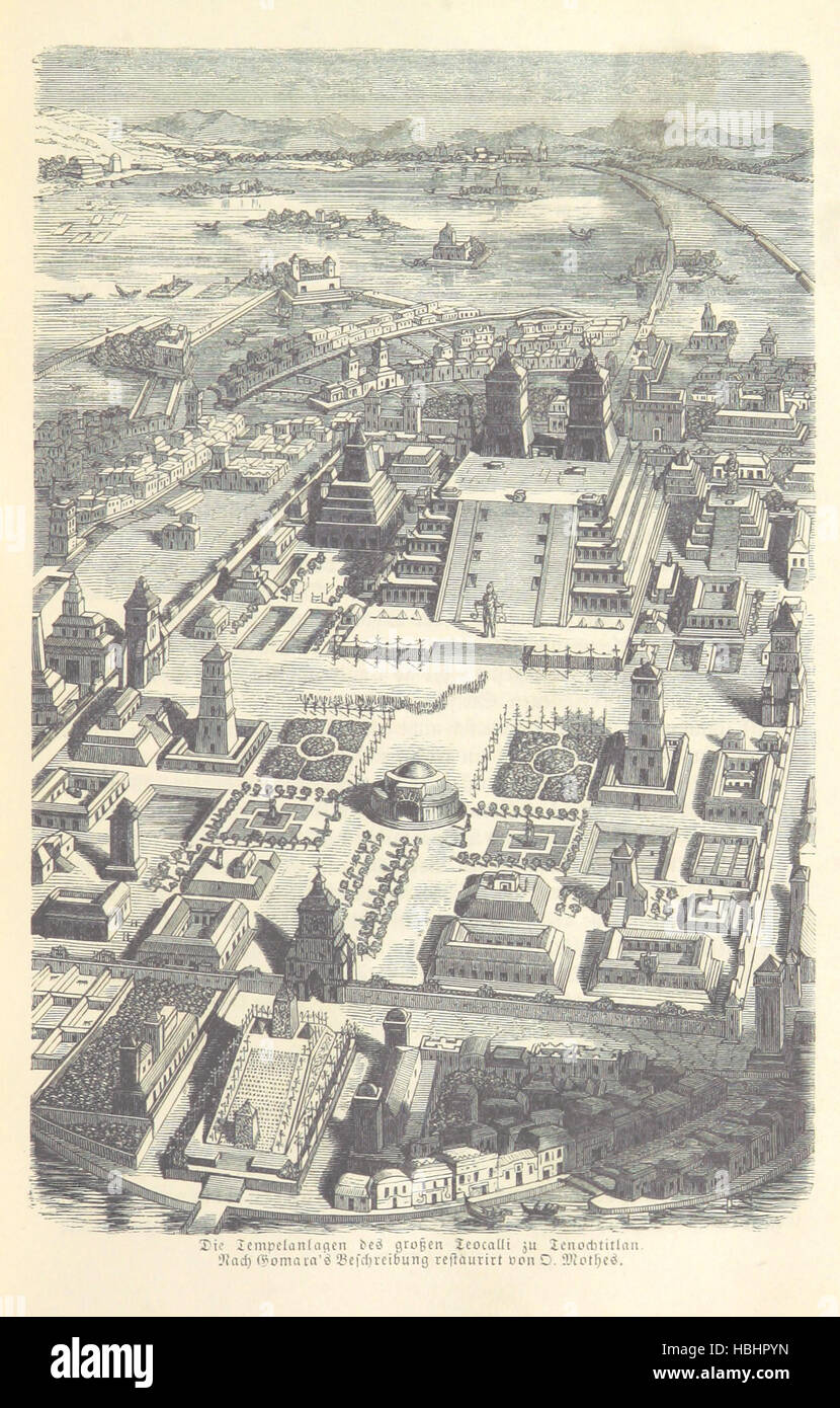 Seite 217 von „das Alte Mexiko“ zeigt das historische Mexiko, einschließlich Azteken- und Maya-Ruinen, Kolonialstädte, Architektur, kulturelle Praktiken und Landschaften. Dokumentation der vorkolonialen und kolonialen Geschichte des Landes. Stockfoto