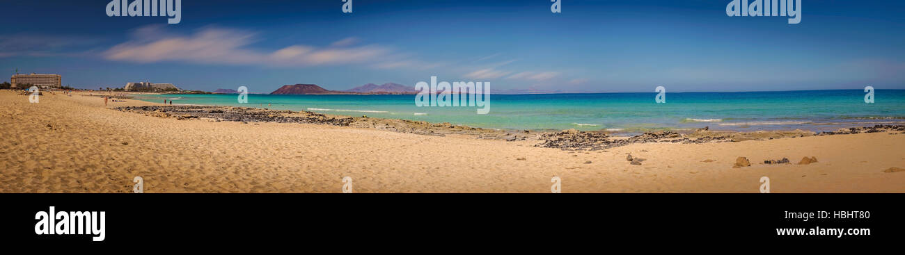 Breiten sandigen Strand von Corralejo Stockfoto