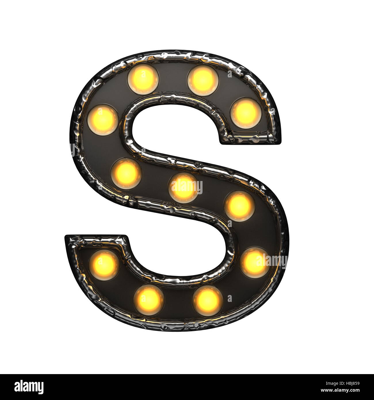 s Metall Buchstaben mit Lichtern. 3D illustration Stockfoto