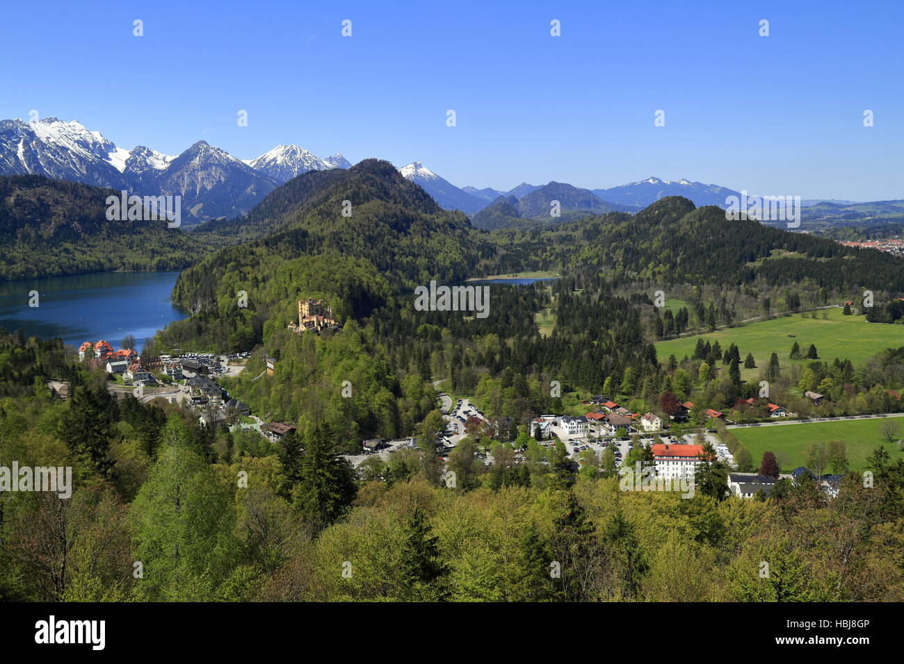 Hohenschwangau und Alpsee See Stockfoto