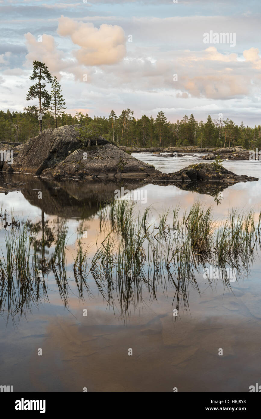 Abendstimmung, Pite Fluss, Lappland, Schweden Stockfoto