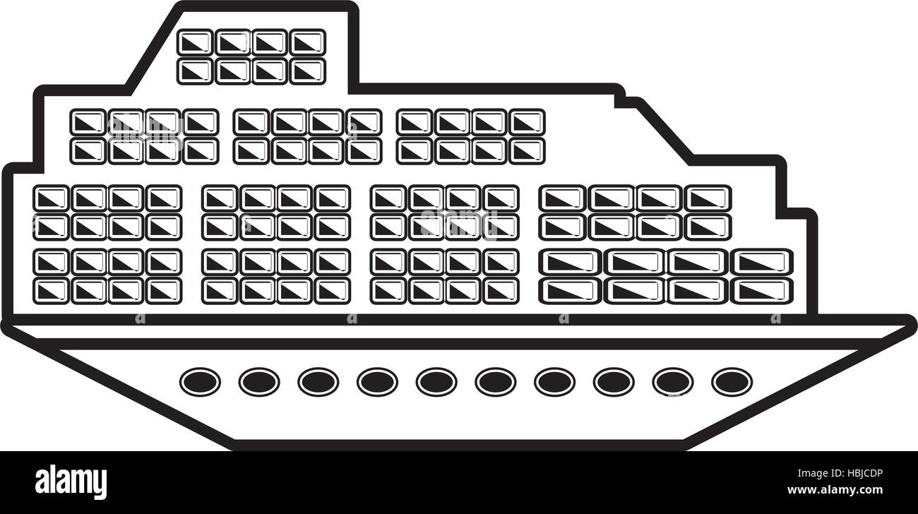 Cruise Boot transatlantischen Urlaub Erholung Umriss Vektor Illustration Eps 10 Stock Vektor