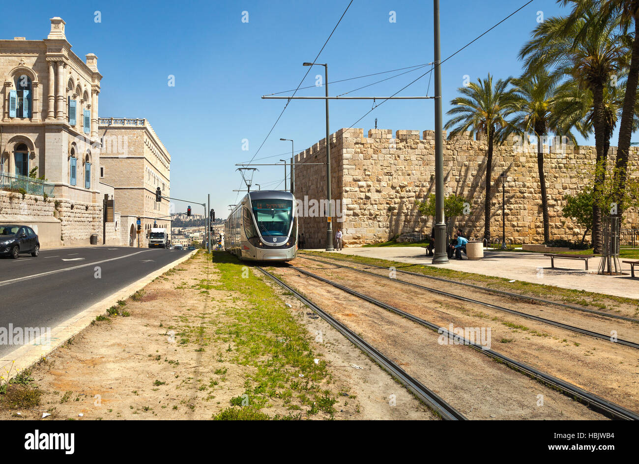 Die Straßenbahn in Jerusalem. Israel Stockfoto