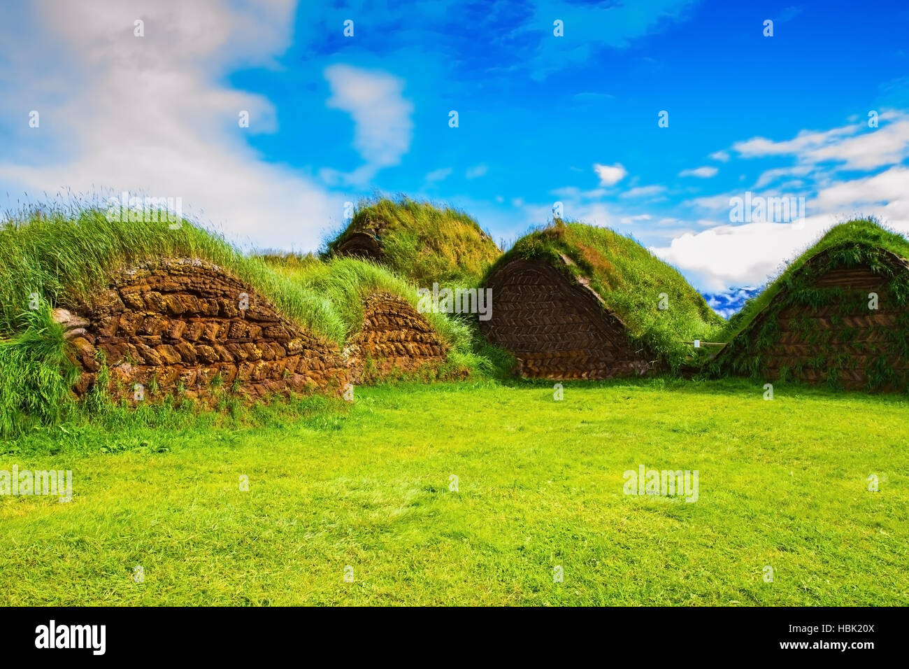 Hinterhof Landhäuser in Island Stockfoto