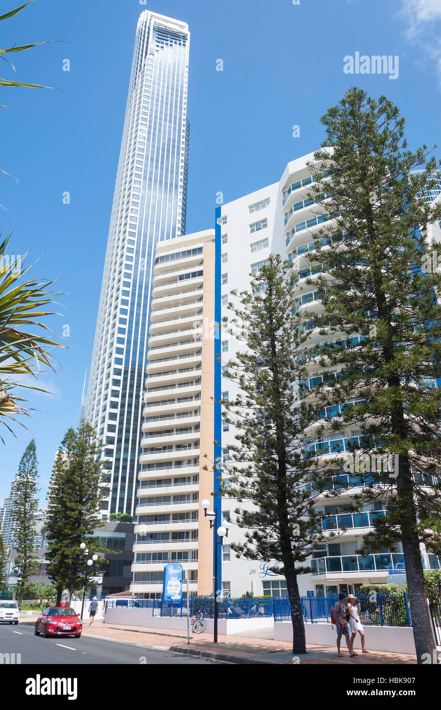 Paprika Seele Surfers Paradise Gebäude von The Esplanade, Surfers Paradise, City of Gold Coast, Queensland, Australien Stockfoto