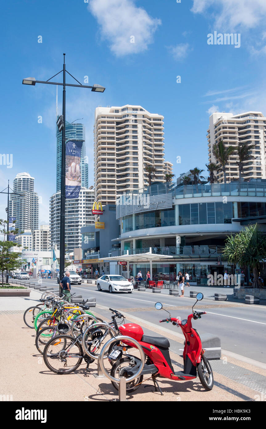 Die Esplanade, Surfers Paradise, City of Gold Coast, Queensland, Australien Stockfoto