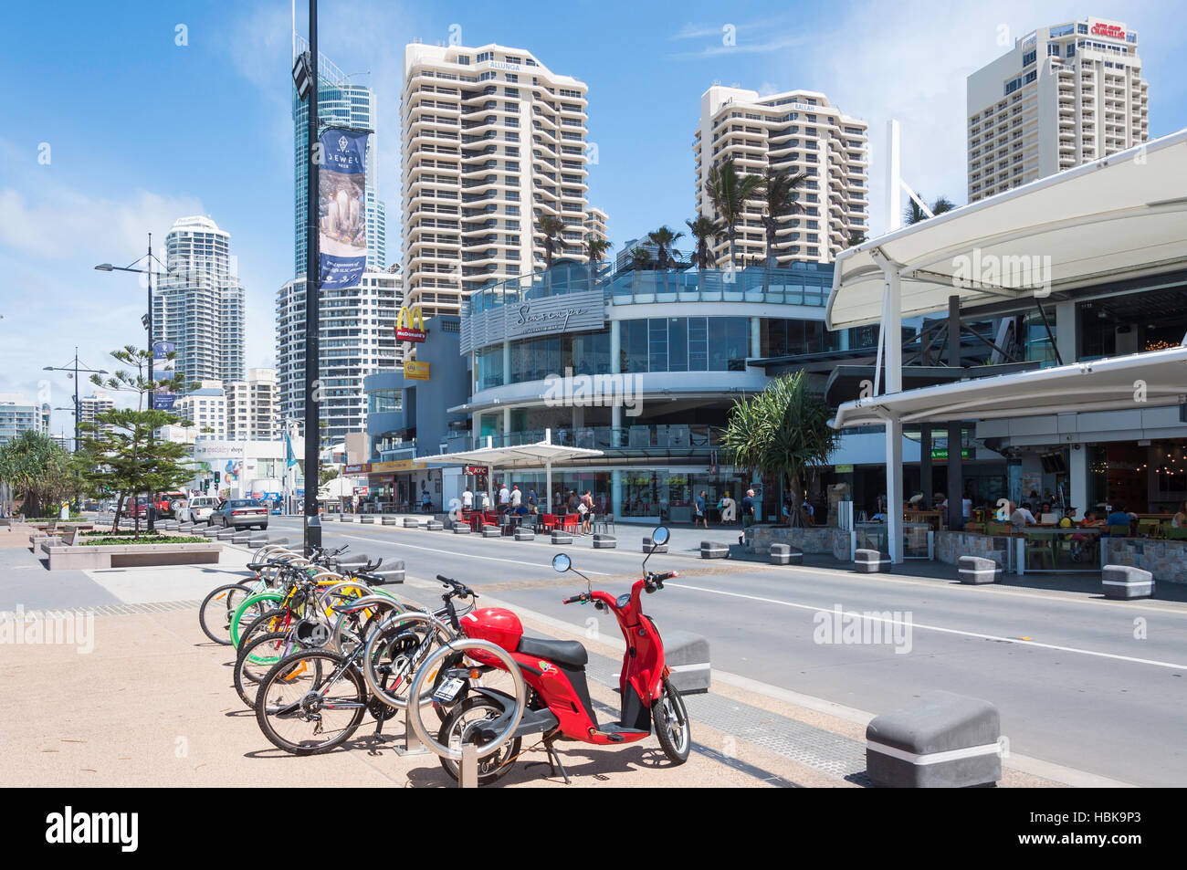 Die Esplanade, Surfers Paradise, City of Gold Coast, Queensland, Australien Stockfoto