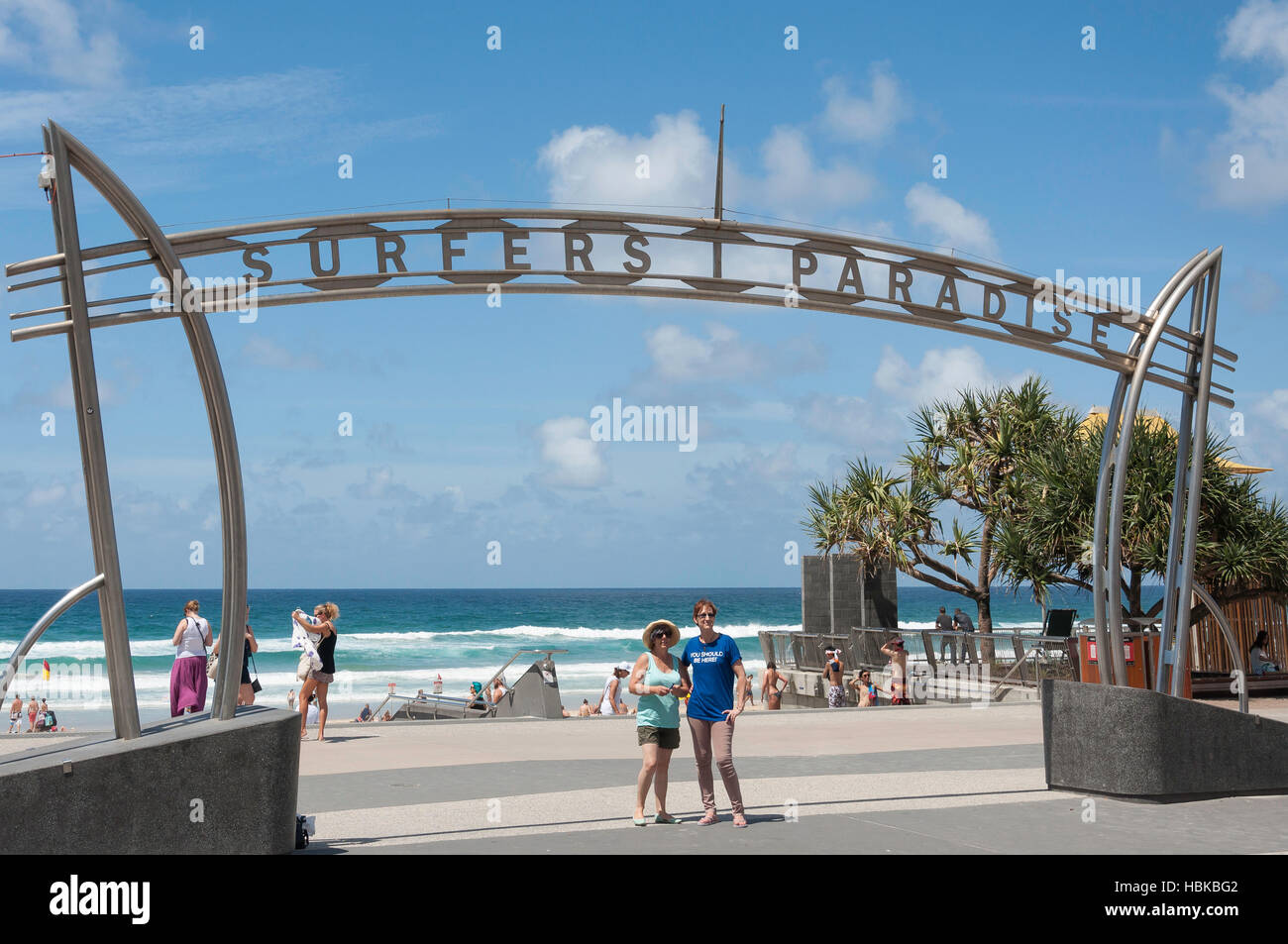 Surfers Paradise zu signieren, The Esplanade, Surfers Paradise City of Gold Coast, Queensland, Australien Stockfoto