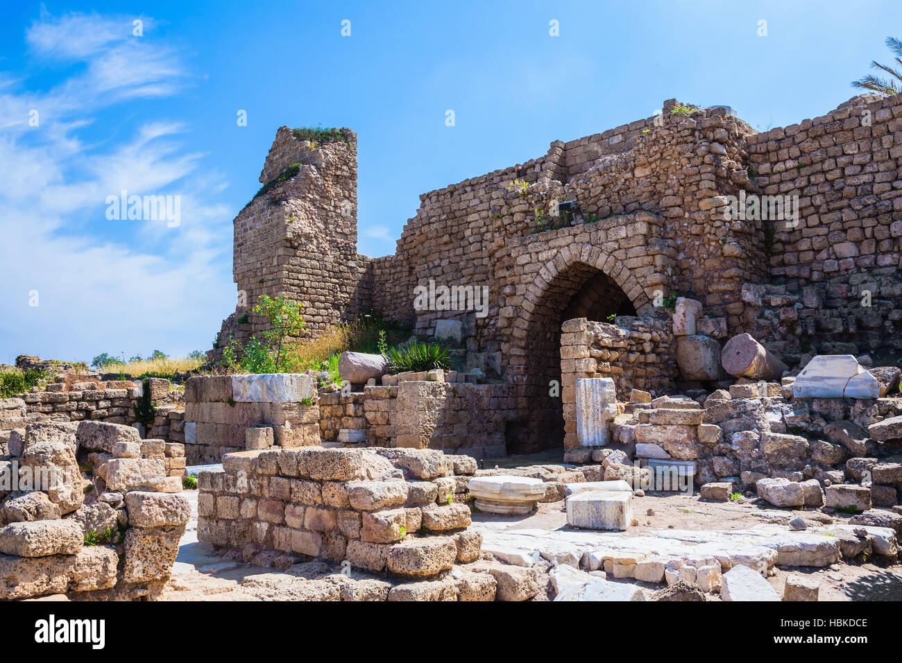 Ruinen der alten Stadtmauer Stockfoto
