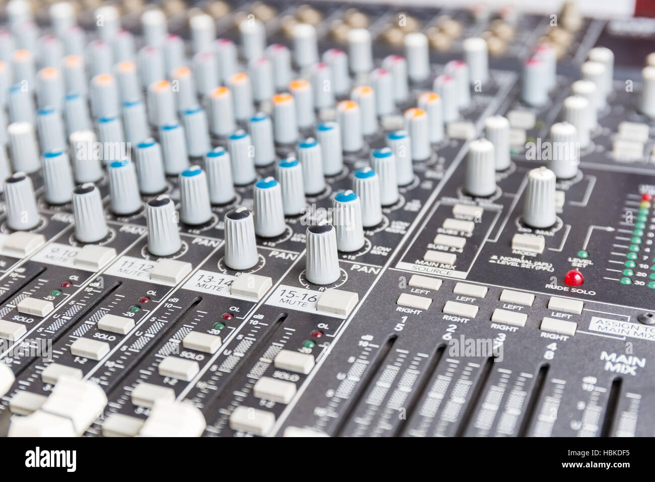 Audio-Mixer closeup Stockfoto