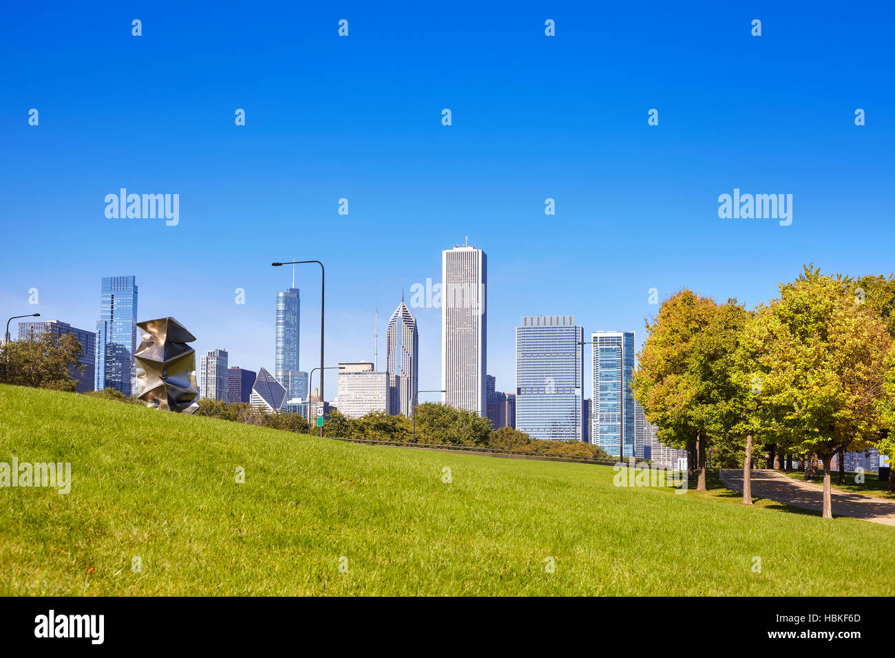 Chicago downtown Skyline der Stadt am frühen Morgen, USA. Stockfoto