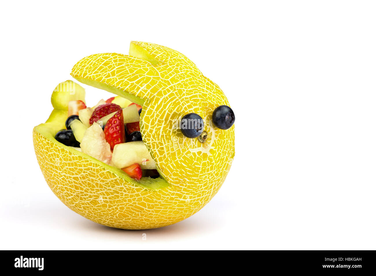 Melone-Osterhase mit Sommer Obst gefüllt Stockfoto