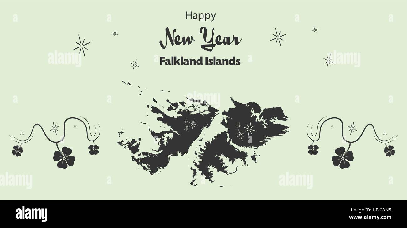 Happy New Year Abbildung Thema mit Karte der Falkland-Inseln Stock Vektor