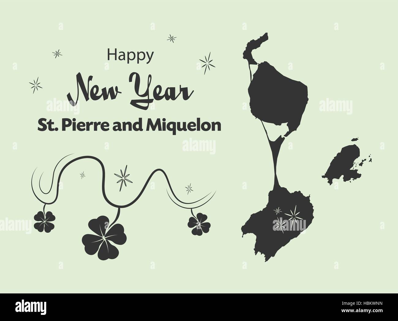 Happy New Year Abbildung Thema mit Karte von Saint-Pierre und Miquelon Stock Vektor