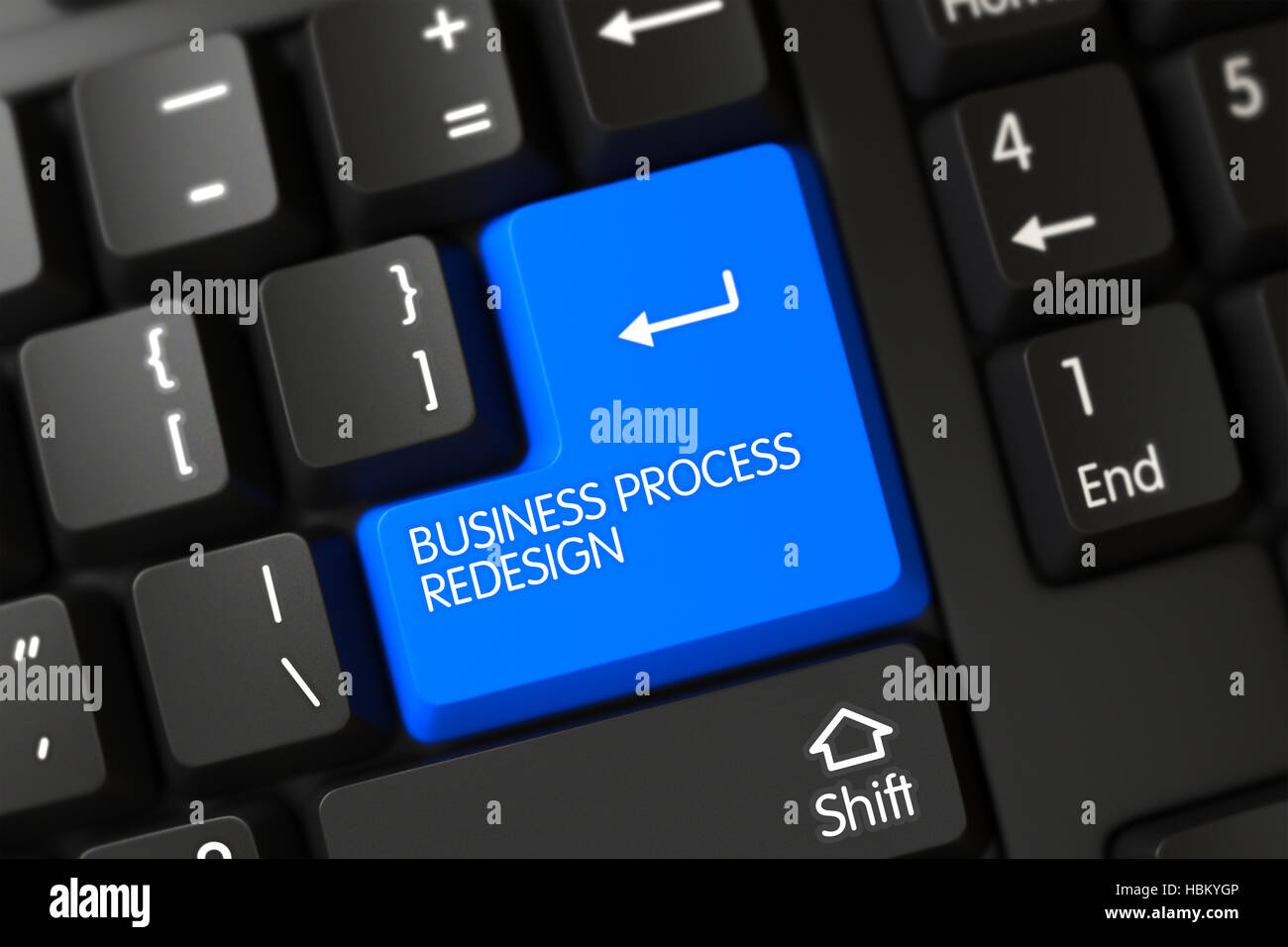 Tastatur mit blauen Tastatur - Business Process Redesign. 3D. Stockfoto