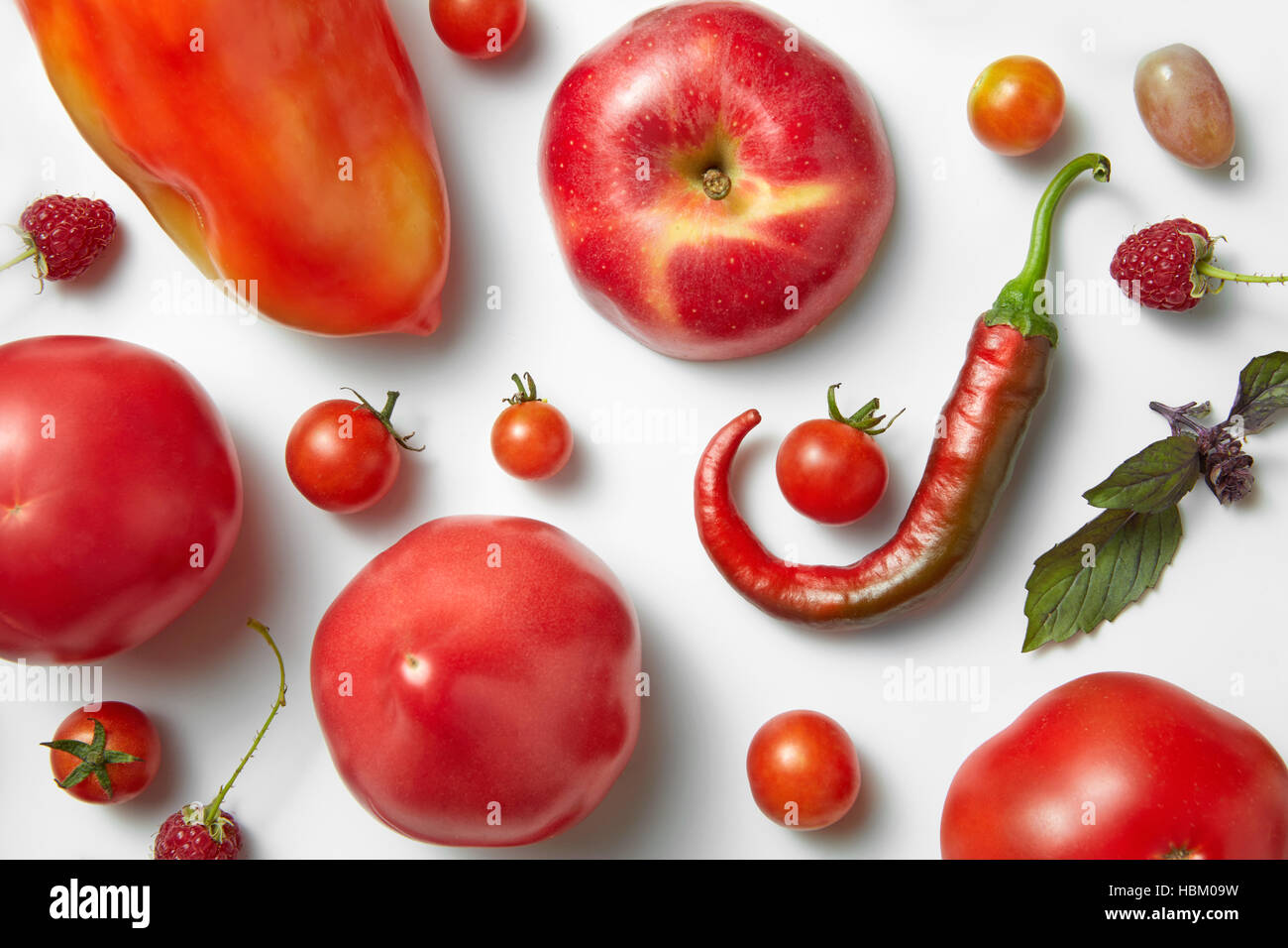 Rote Paprika und Tomaten. Stockfoto