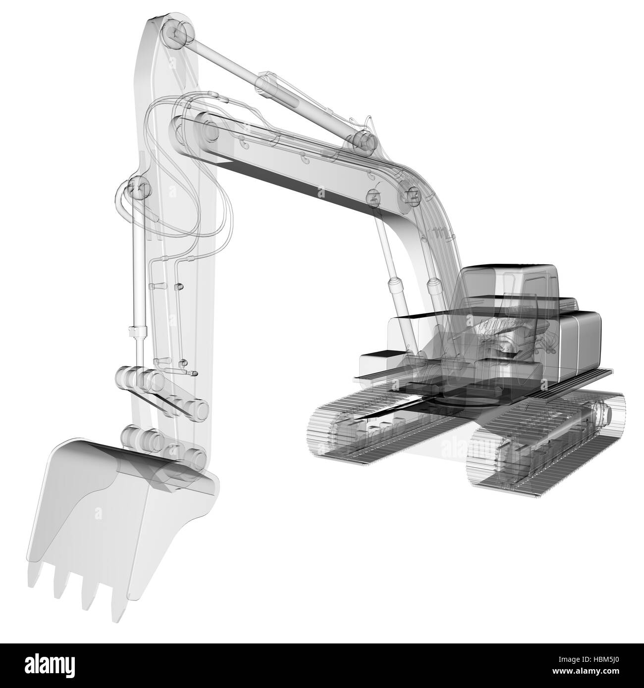 isolierte transparente Bagger Bild Stockfoto