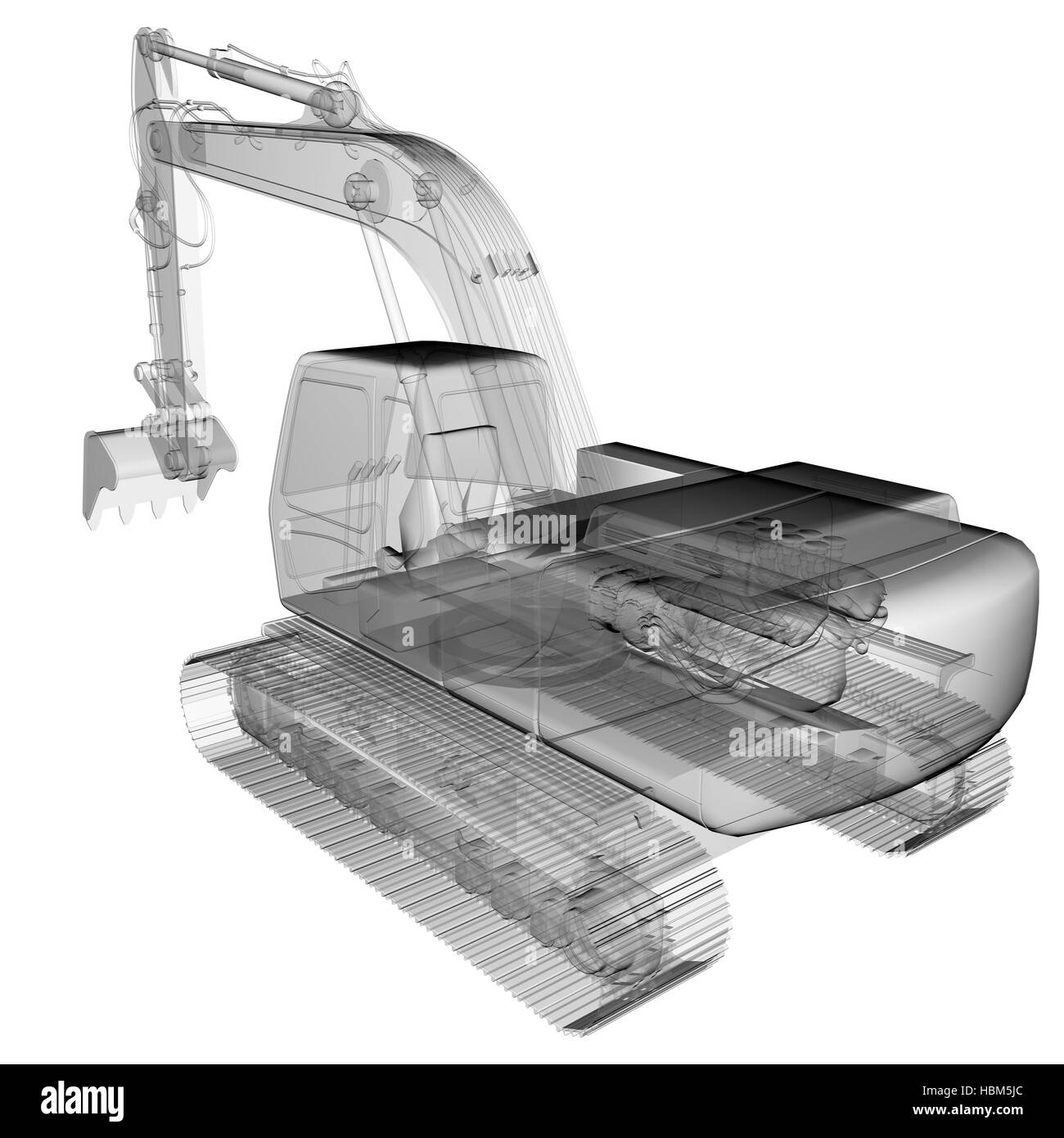 isolierte transparente Bagger Bild Stockfoto