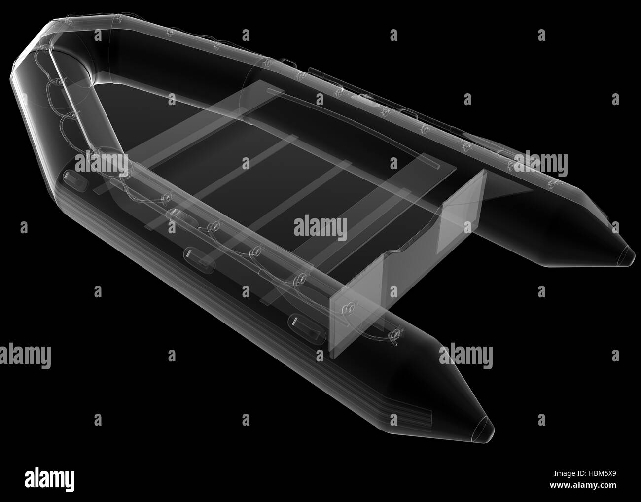isolierte transparente Schlauchboot Stockfoto