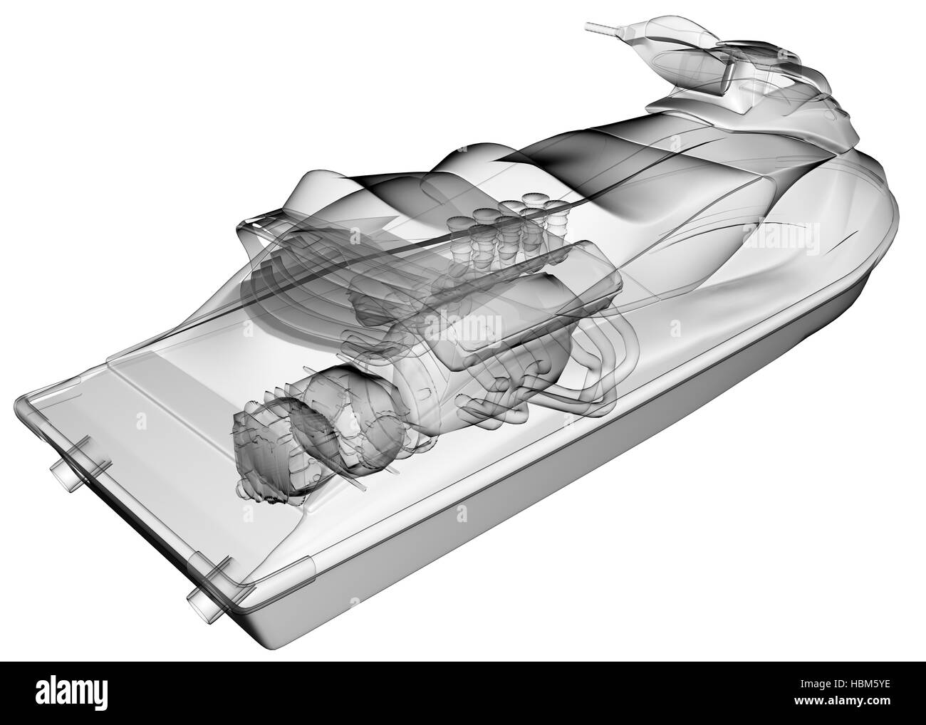 isolierte transparentes Wasserscooter Stockfoto