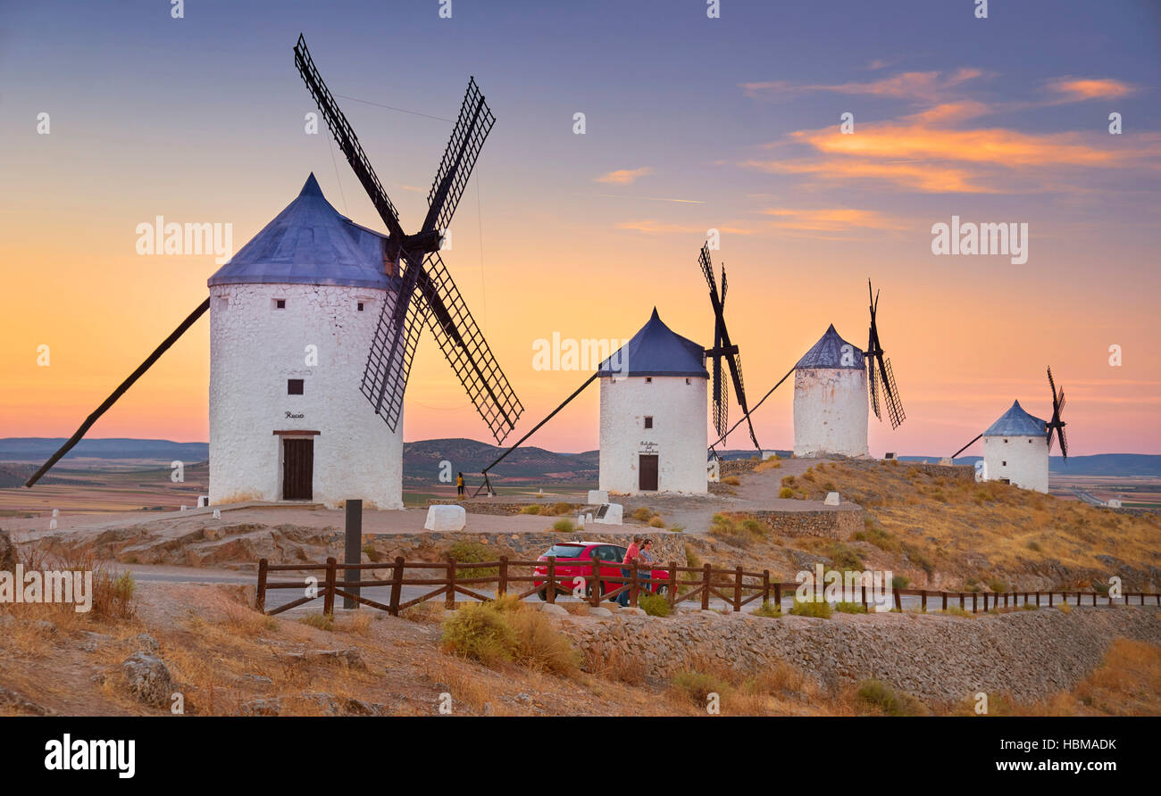 Windmühlen in Consuegra, Spanien Stockfoto