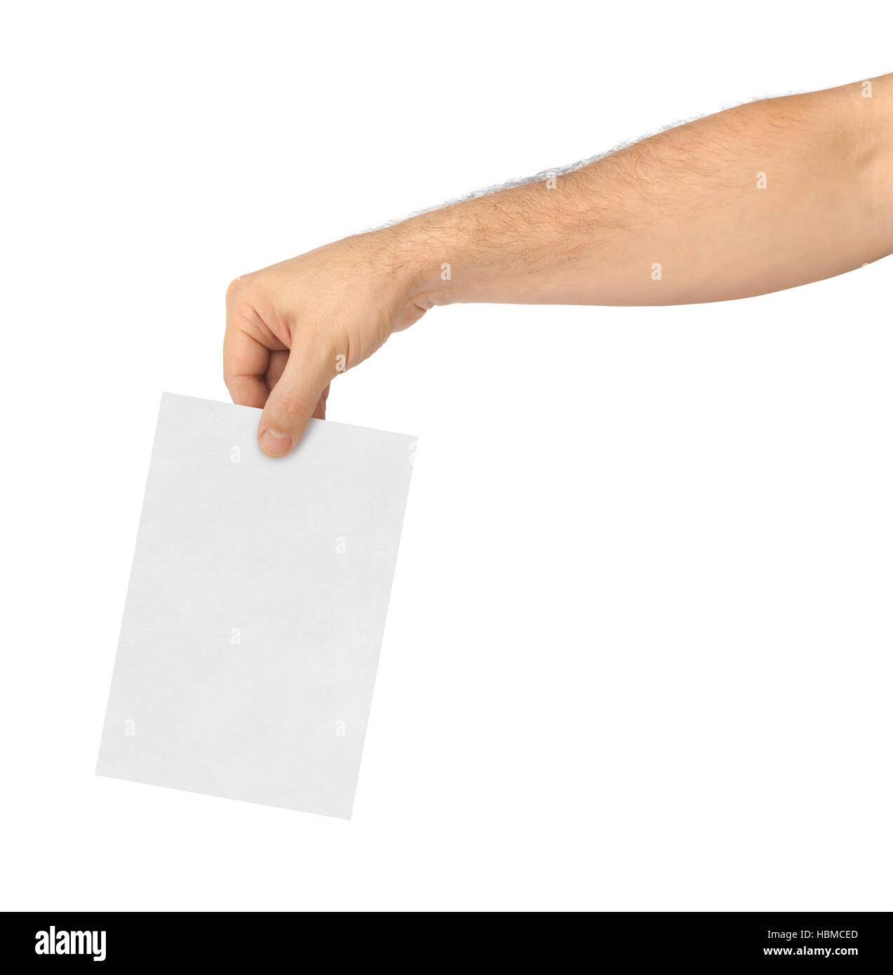 Hand mit Papier-Stimmzettel Stockfoto