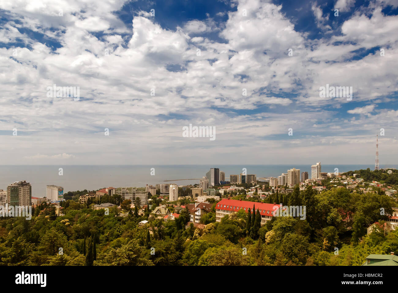 Panoramische Ansicht der Stadt Sotschi. Stockfoto