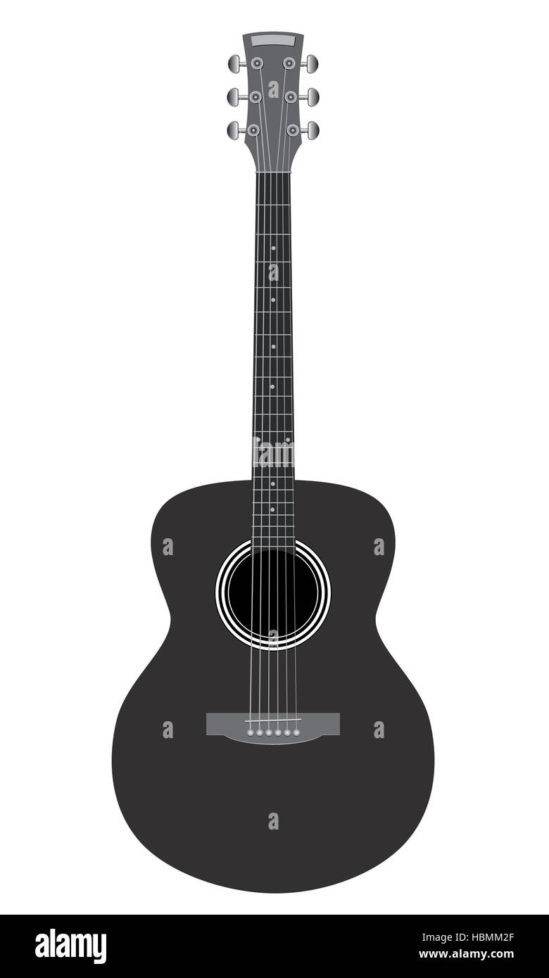 Akustische Gitarre, die isoliert auf weißem Hintergrund Stock Vektor