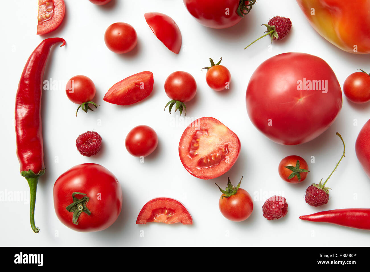 Rote Paprika und Tomaten. Stockfoto