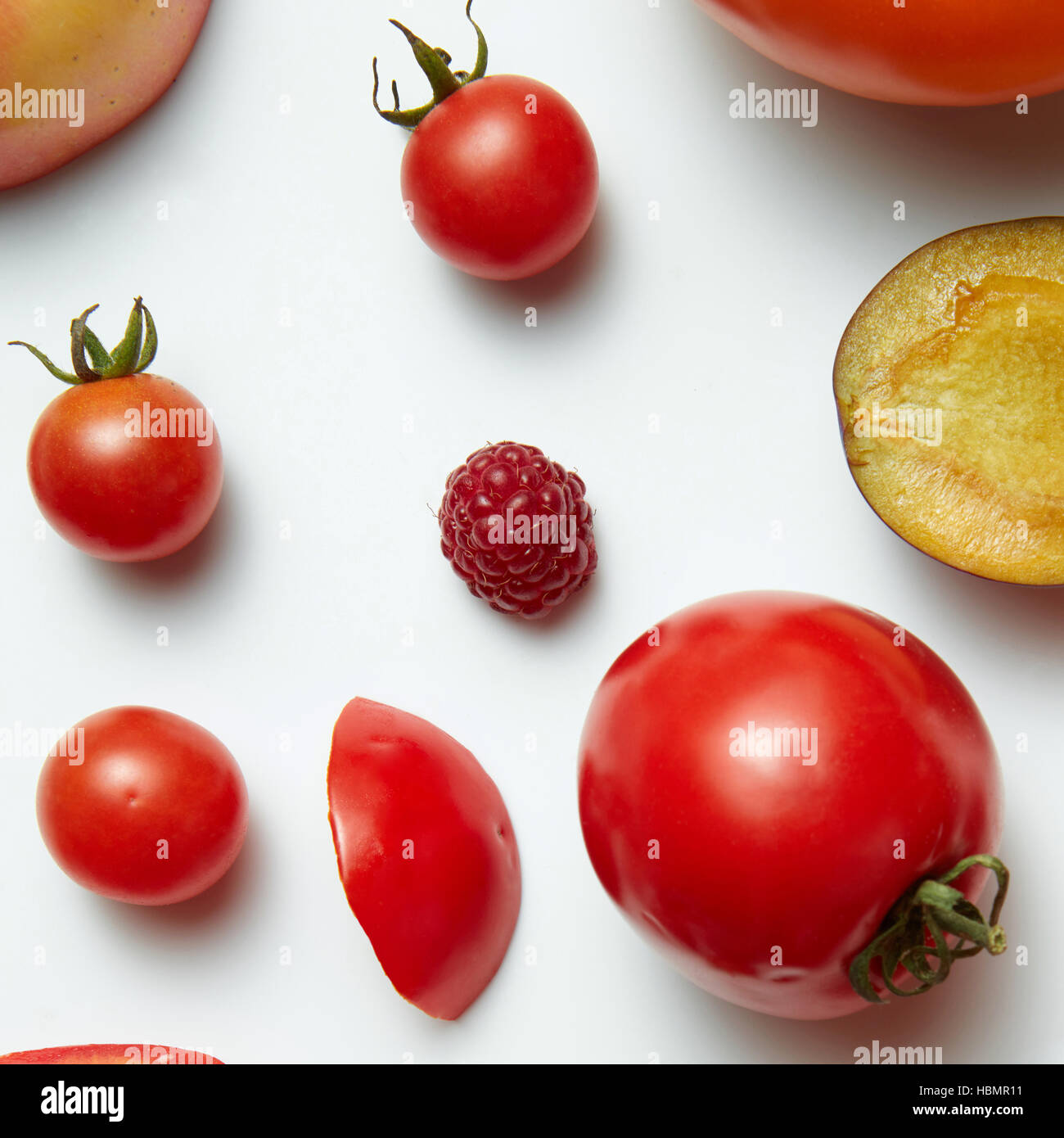 Set mit Obst, Beeren und Gemüse Stockfoto