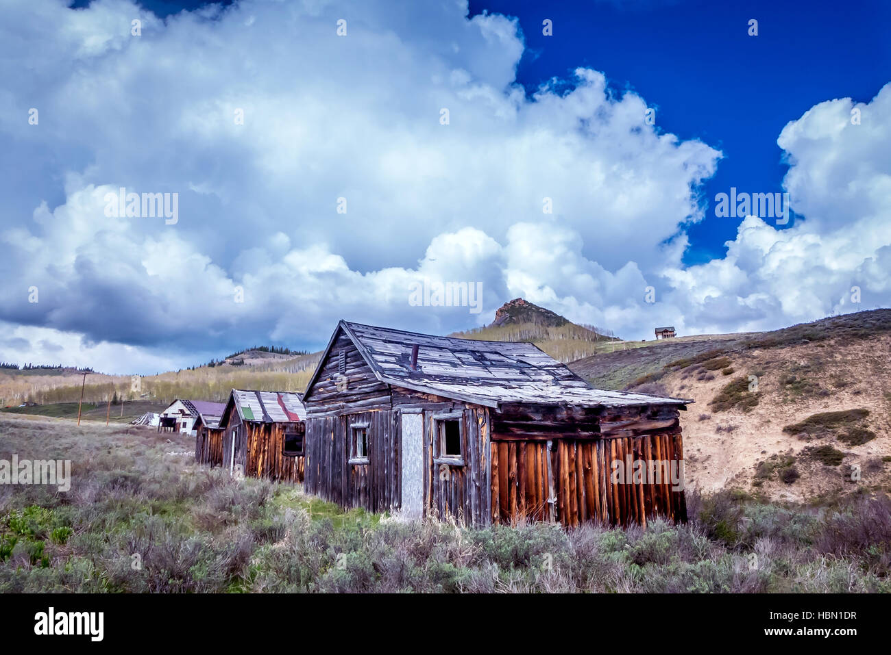 Verlassene Wohnungen in ländlichen Colorado Stockfoto
