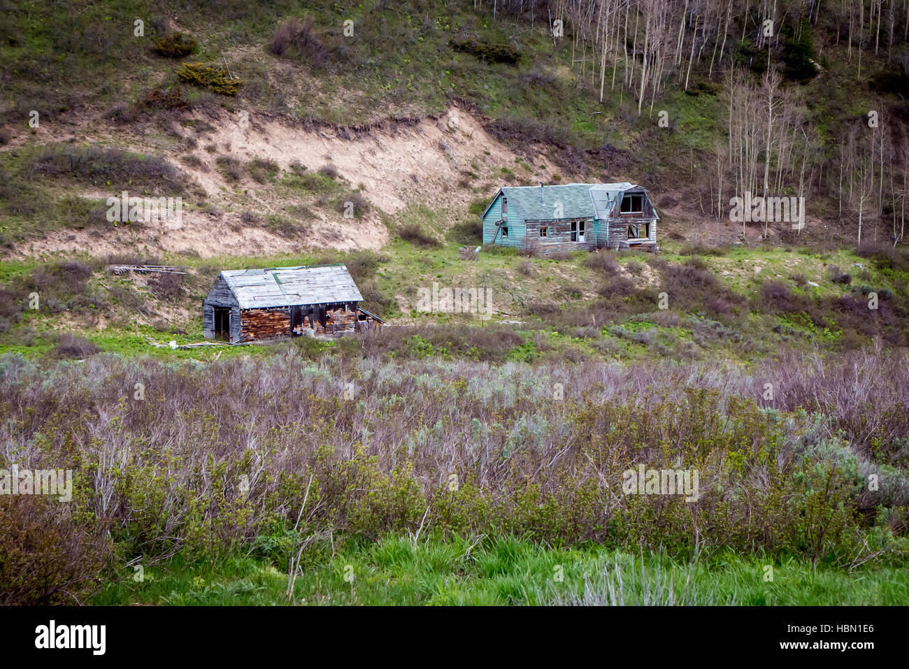 Verlassene Wohnungen in ländlichen Colorado Stockfoto
