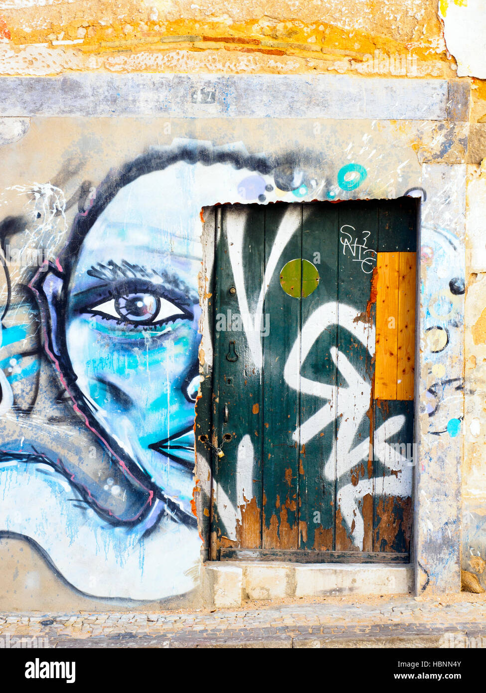 Graffiti in Faro - Region Algarve, Portugal Stockfoto