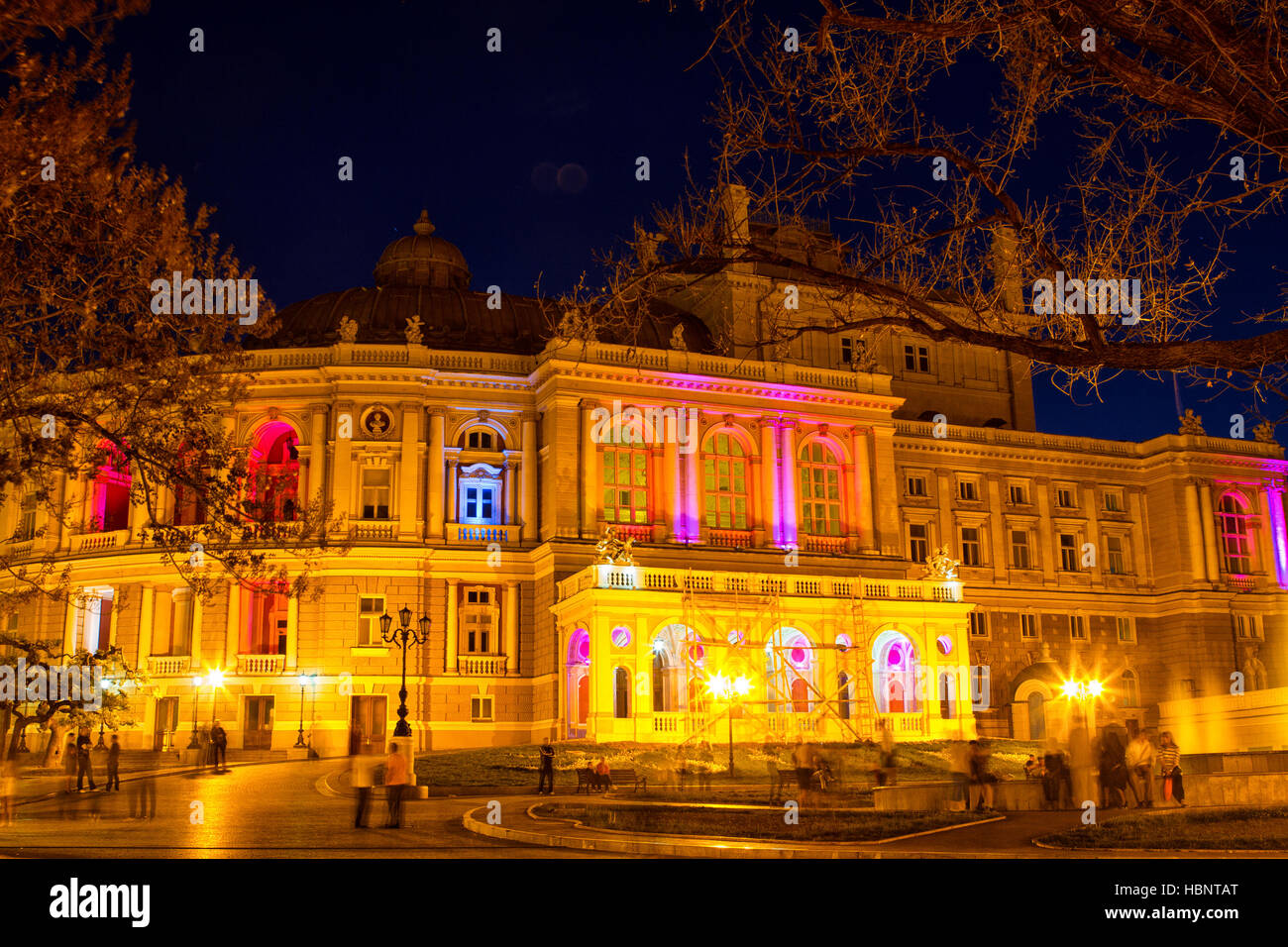 Odessa Opera and Ballet Theater bei Nacht Stockfoto