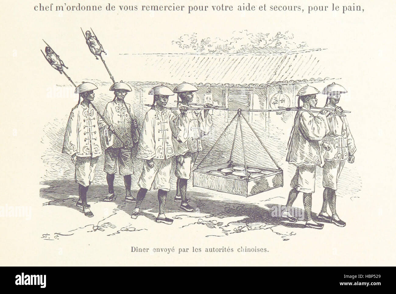 Dieses Bild zeigt Szenen aus der Mongolei und China und zeigt Landschaften, Berge, Flüsse, Siedlungen, lokale Wohnungen, kulturelle Praktiken, traditionelle Kleidung und Karten, die auf den Skizzen des Autors basieren. Stockfoto