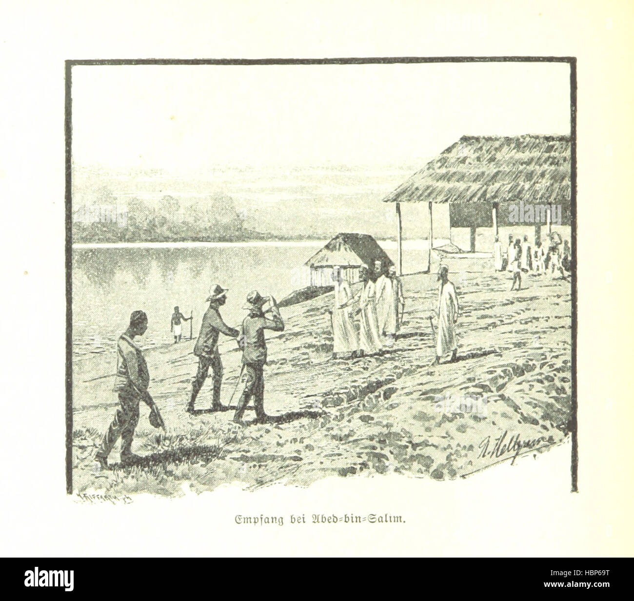 Dieses Bild von Seite 224 zeigt die Expedition von West nach Ost durch Afrika zwischen 1880 und 1883 durch P. Pogge und H. Wissmann, wobei Landschaften, lokale Gemeinschaften, Flüsse und Wildtiere mit Illustrationen dargestellt werden. Stockfoto